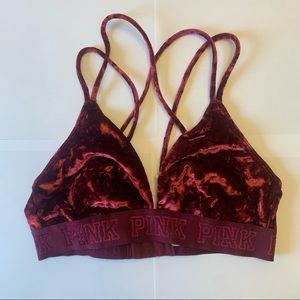 Burgundy Red Velvet PINK Bralette